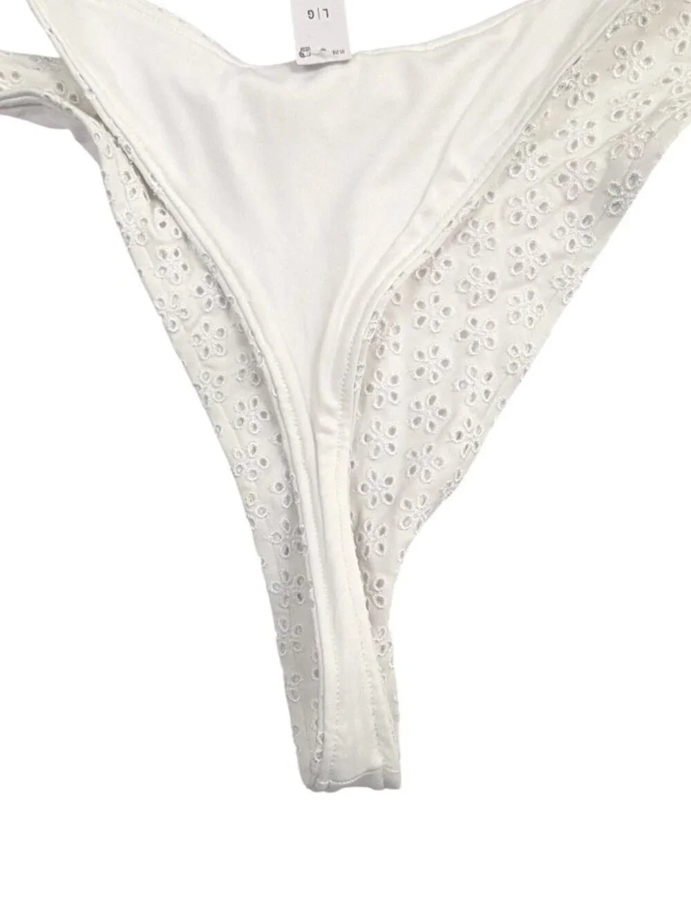 Frankies Bikinis X VS Pink White Eyelet Thong Bikini Set Size L